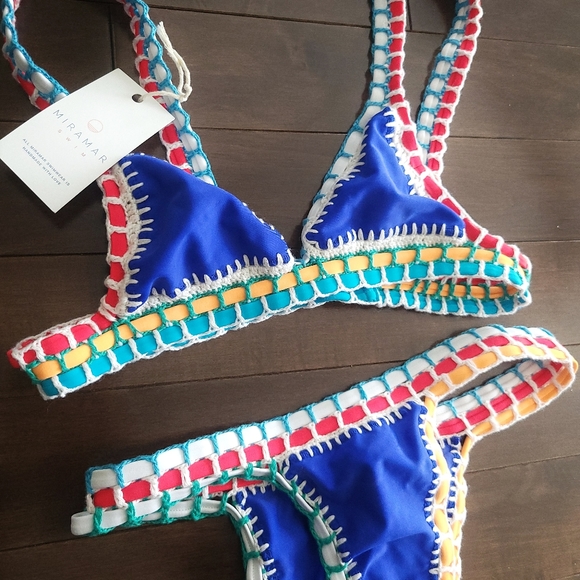 Miramar Banyan Swim Crochet Dopamine Vibrant Handmade Swimsuit Bikini Set - Picture 9 of 16